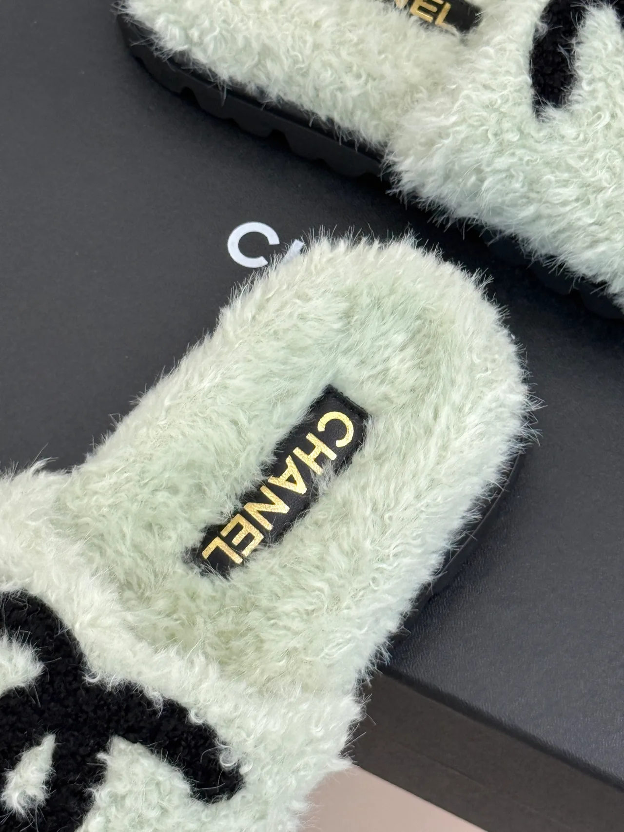Chanel Denim Slippers in Green · view 8