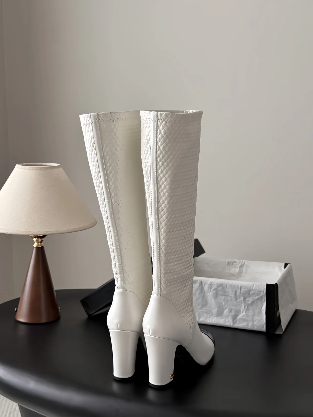 Chanel Cowhide Boots in White · view 3