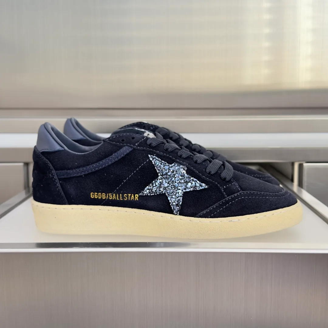 Golden Goose Cowhide Suede-Look Ball Star Sneakers in Blue · view 1