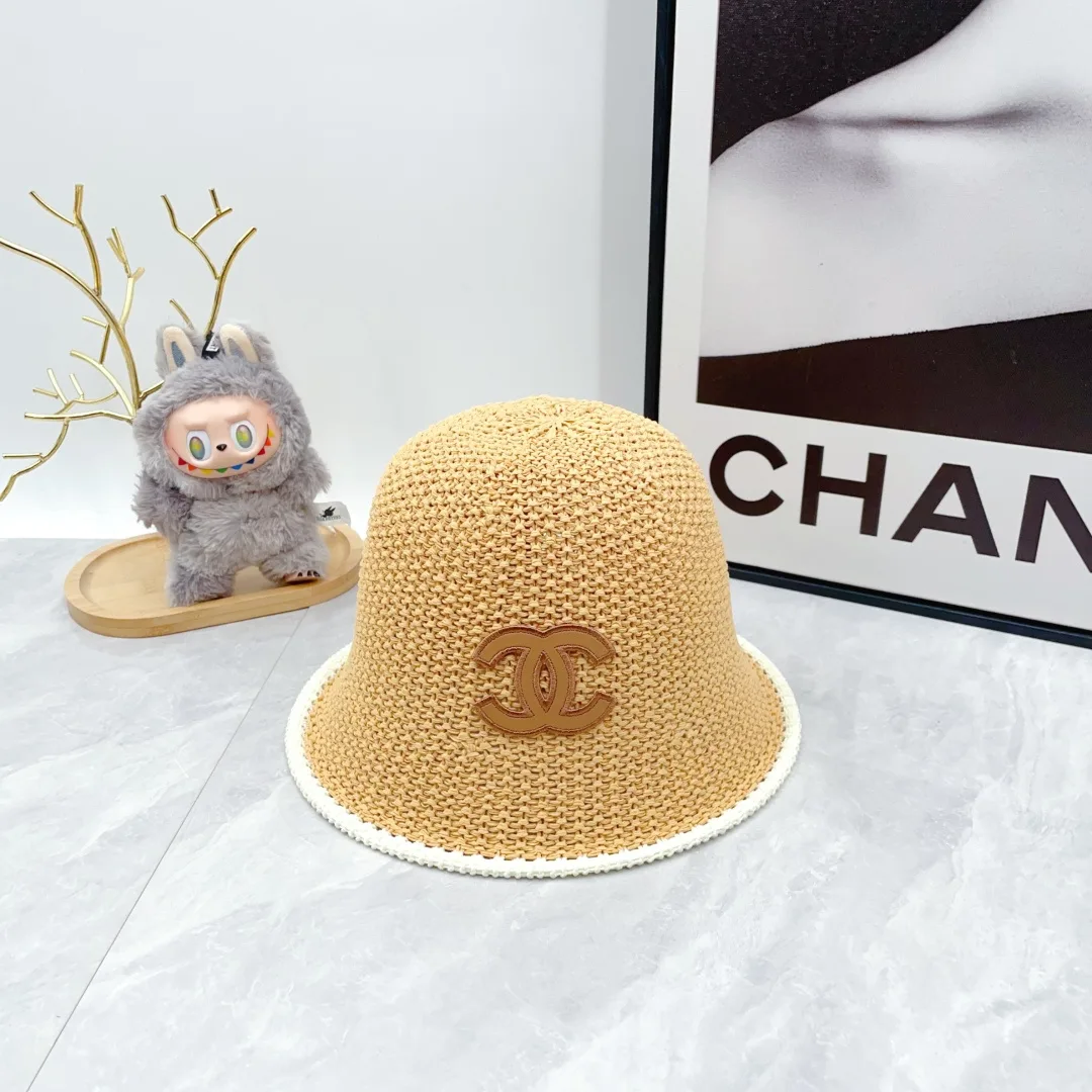 Chanel Woven Bucket Hat in White & Blue & Beige & Brown · view 2