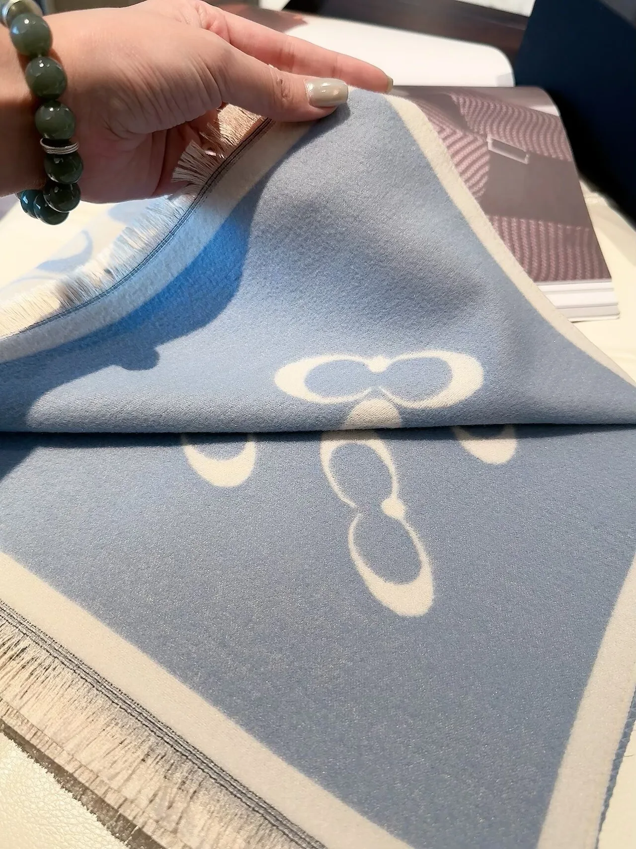 Coach Reversible C Shawl in Blue · view 7
