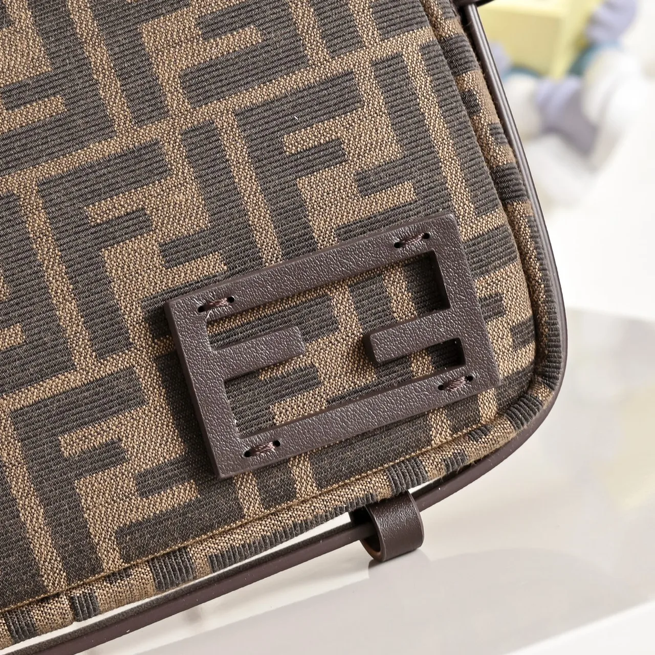 Fendi FF-Monogram Buckle-Flap Shoulder Bag in Brown · view 5
