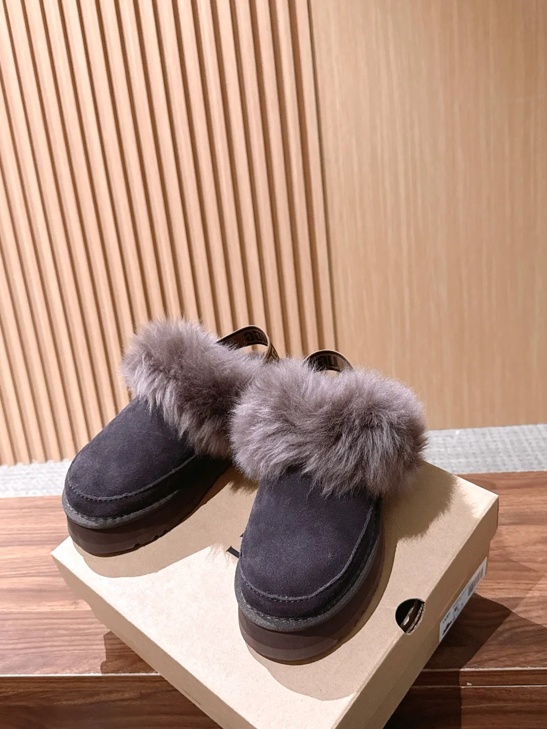 UGG Suede-Look Mules in Grey · view 3