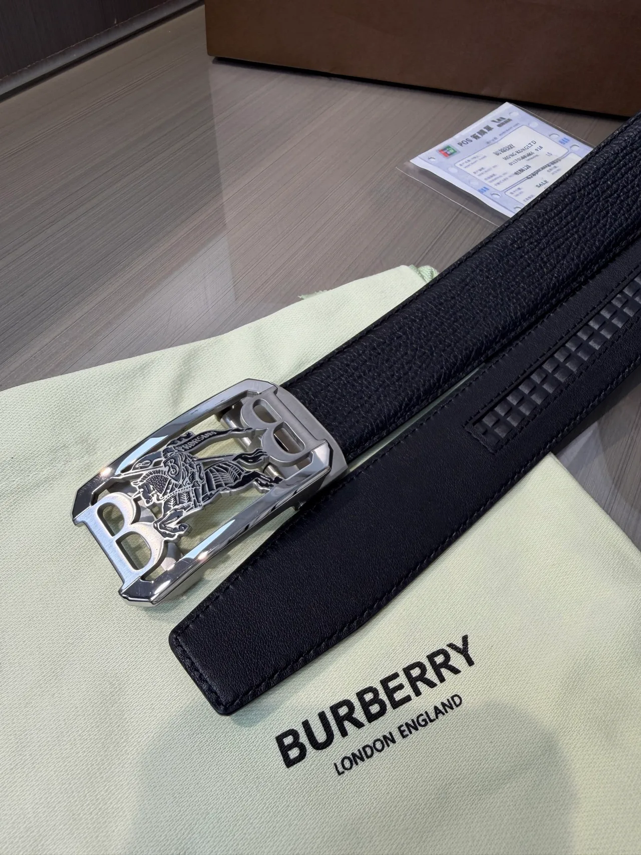 Burberry Calfskin Smooth Belt in Black · view 6