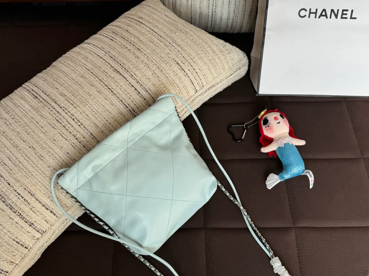 Chanel Mini Quilted Hobo Bag in Blue · view 5