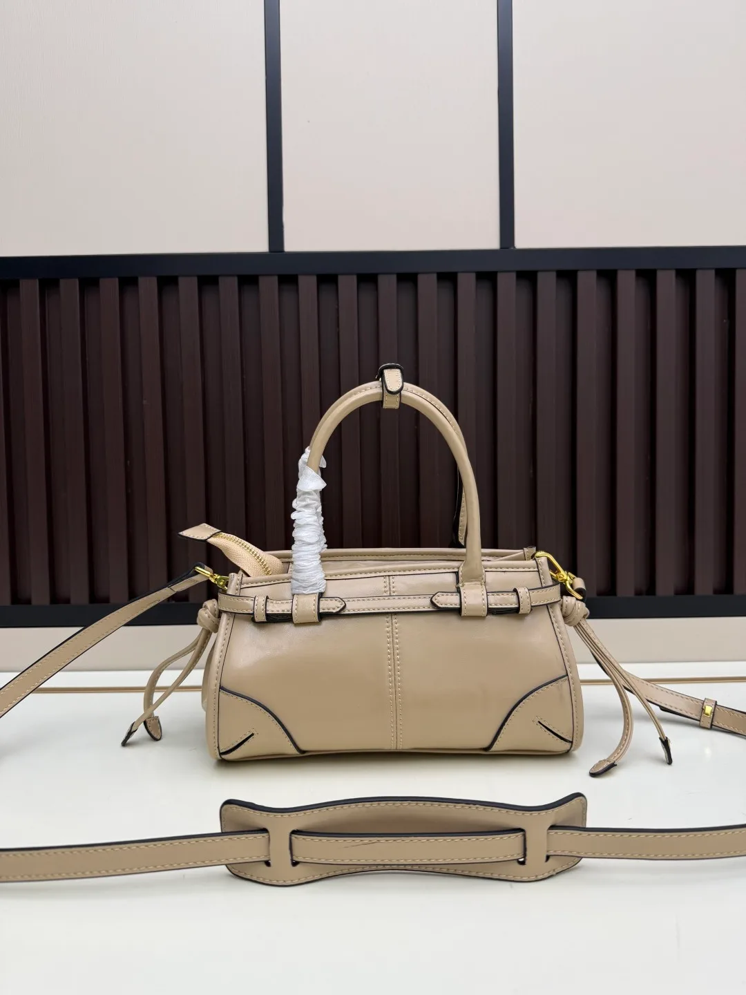 Prada Calfskin Smooth Crossbody Bag in Beige · view 3