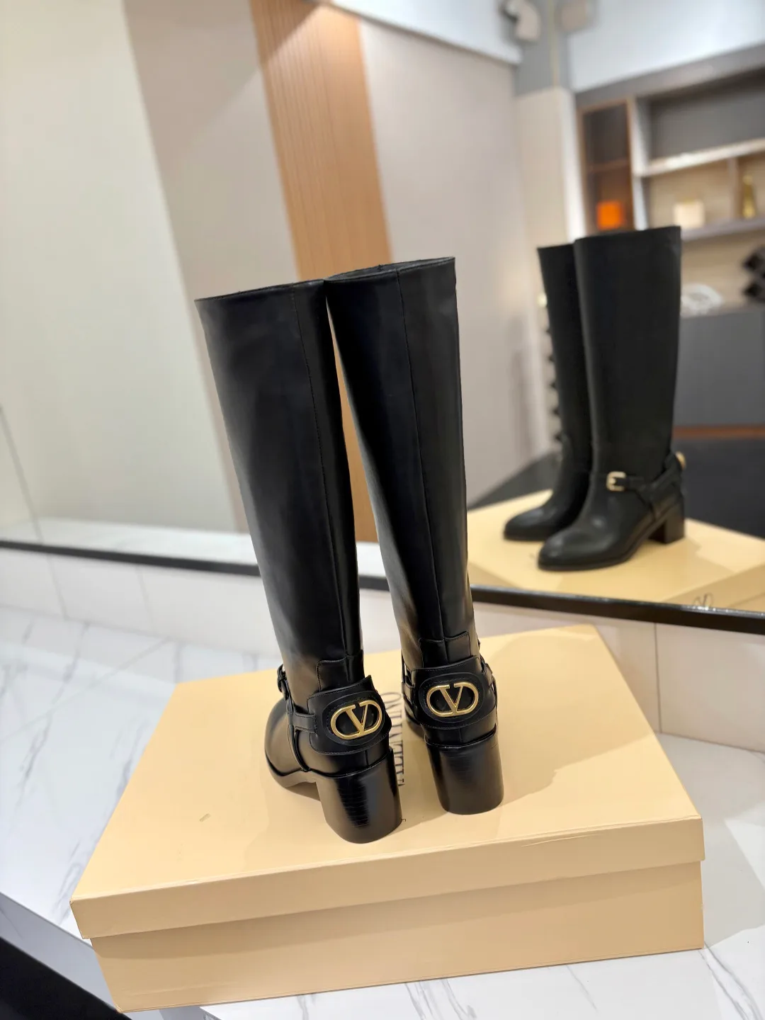 Valentino Calfskin Boots in Black · view 5