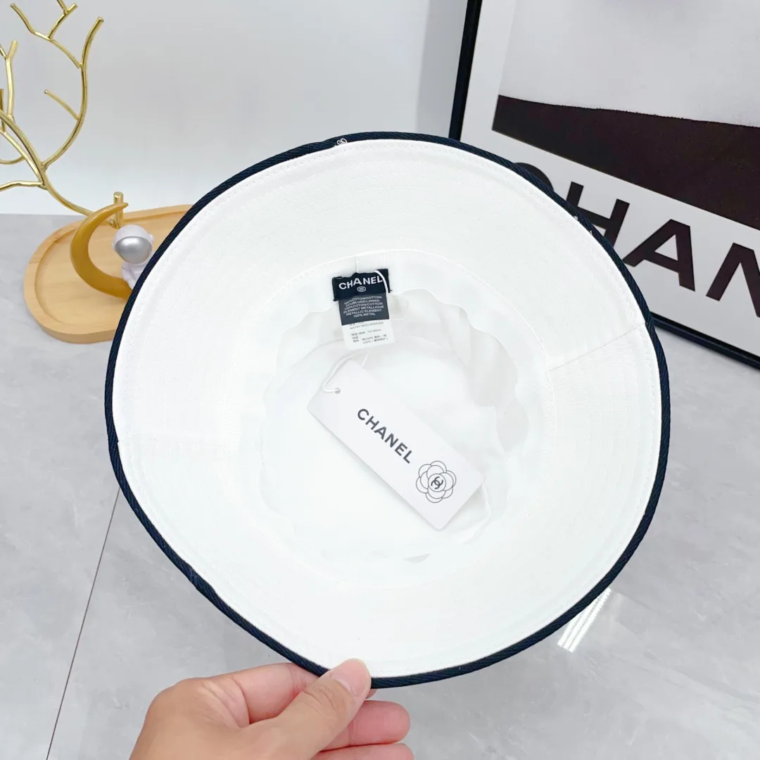 Chanel Bucket Hat in White & Blue & Black · view 9