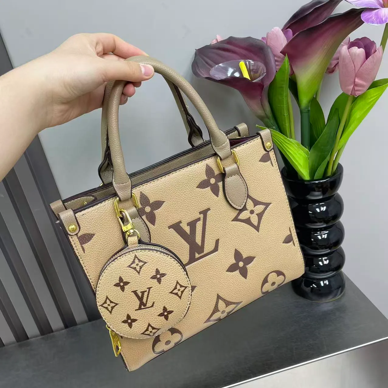 Louis Vuitton Giant monogram tote in Black & Pink & Beige & Blue & Cream & Brown & Red · view 3
