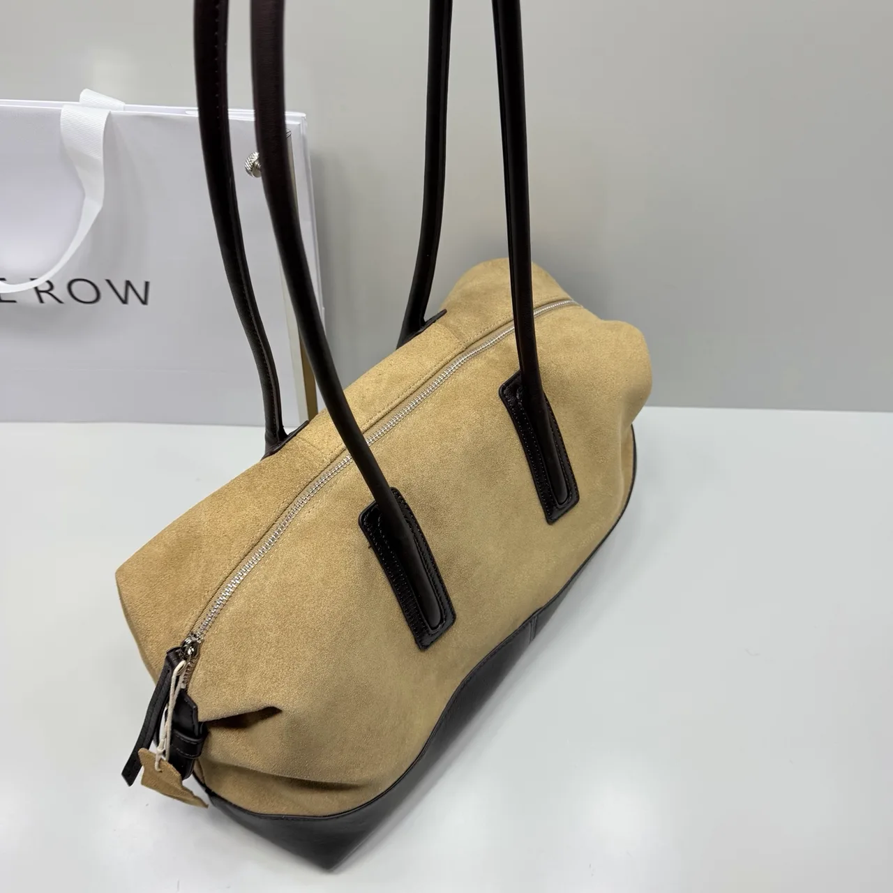 The Row Cowhide Suede Duffel Bag in Beige · view 6