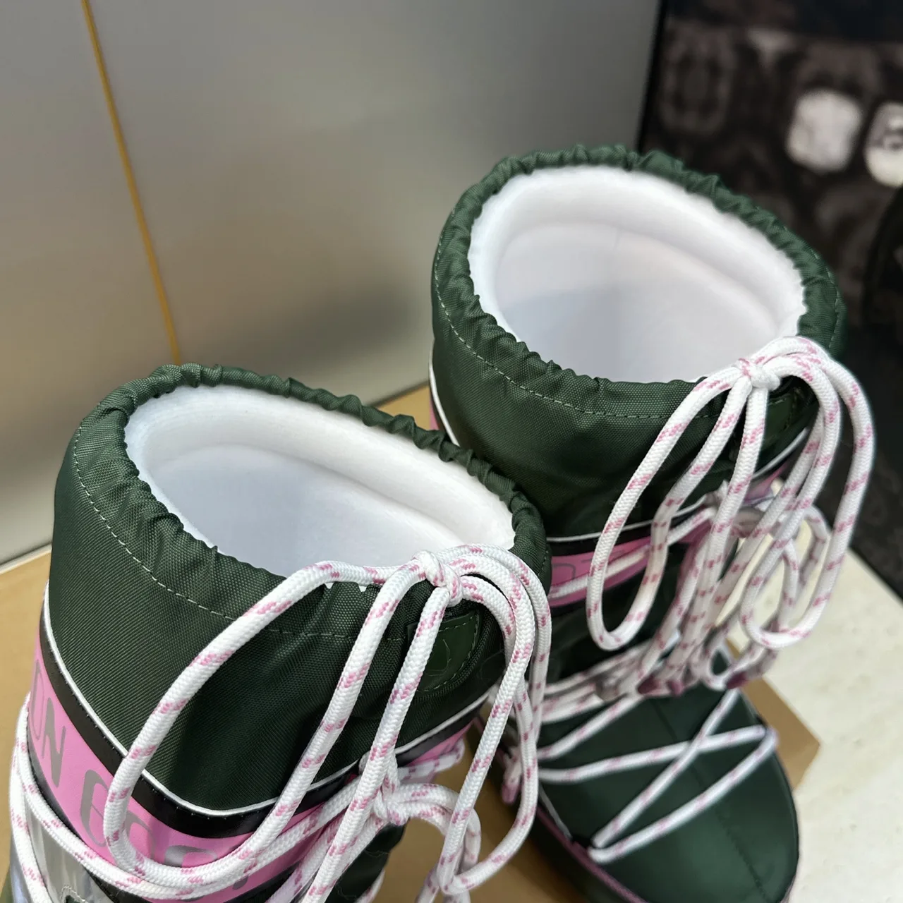 Moon Boot Lace-Up Snow Boots in Green · view 7