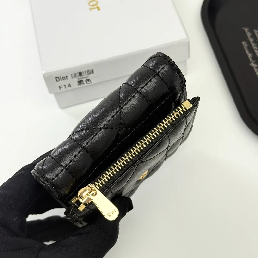 Dior Sheepskin Quilted Glossy Wallet in Black · view 8