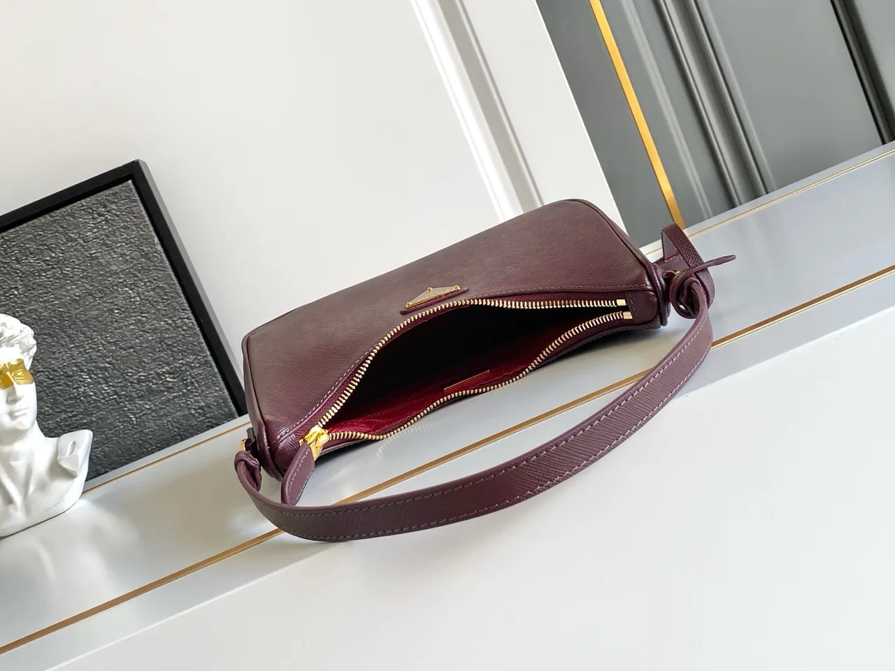 Prada Smooth Hobo Bag in Burgundy · view 8