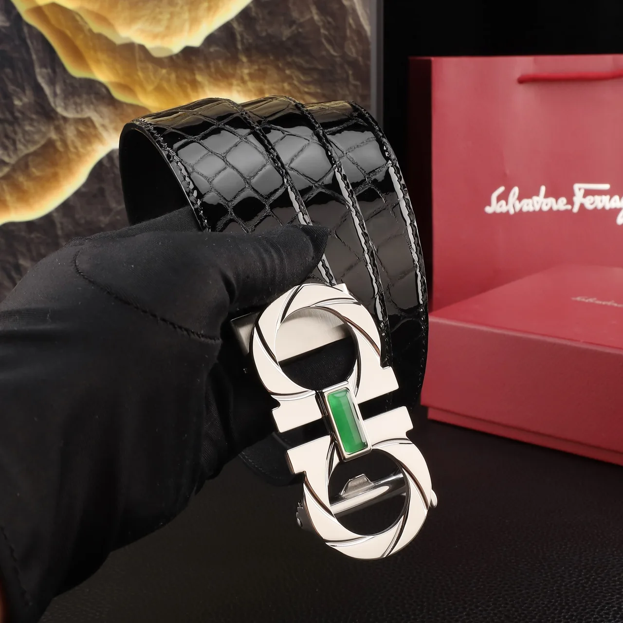 Ferragamo Gancini automatic belt in Black · view 4