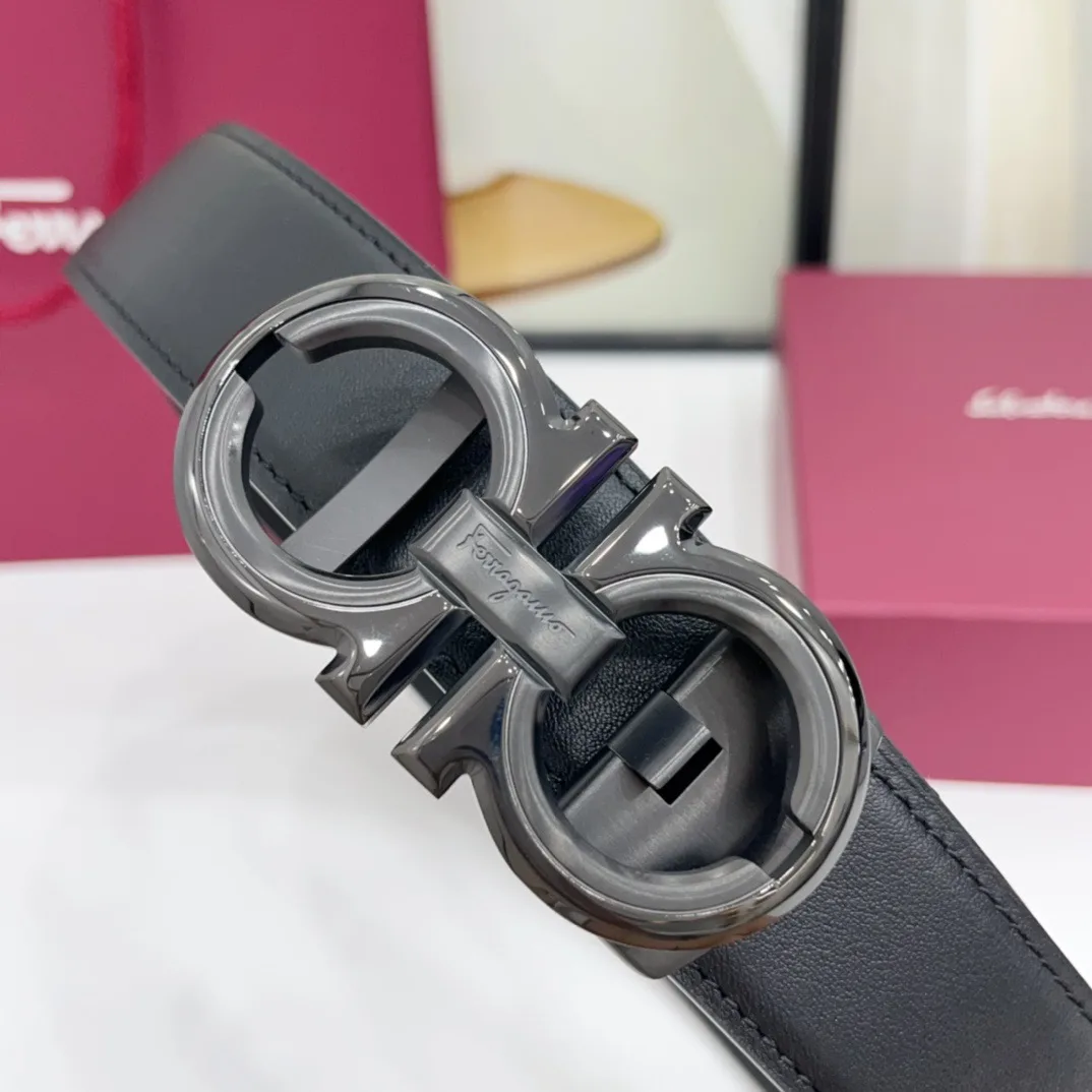 Ferragamo Calfskin Smooth Belt in Black · view 2