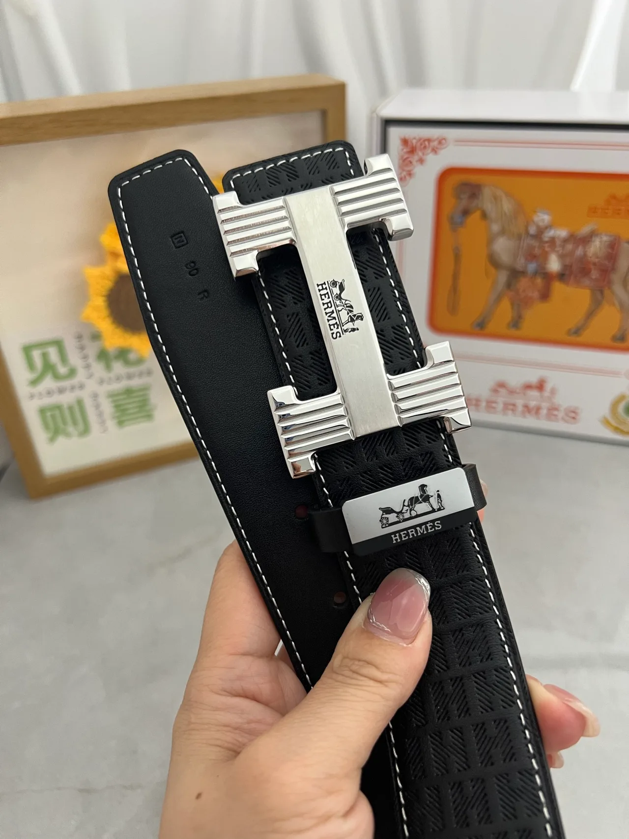 Hermes H Buckle Belt in Black · view 7