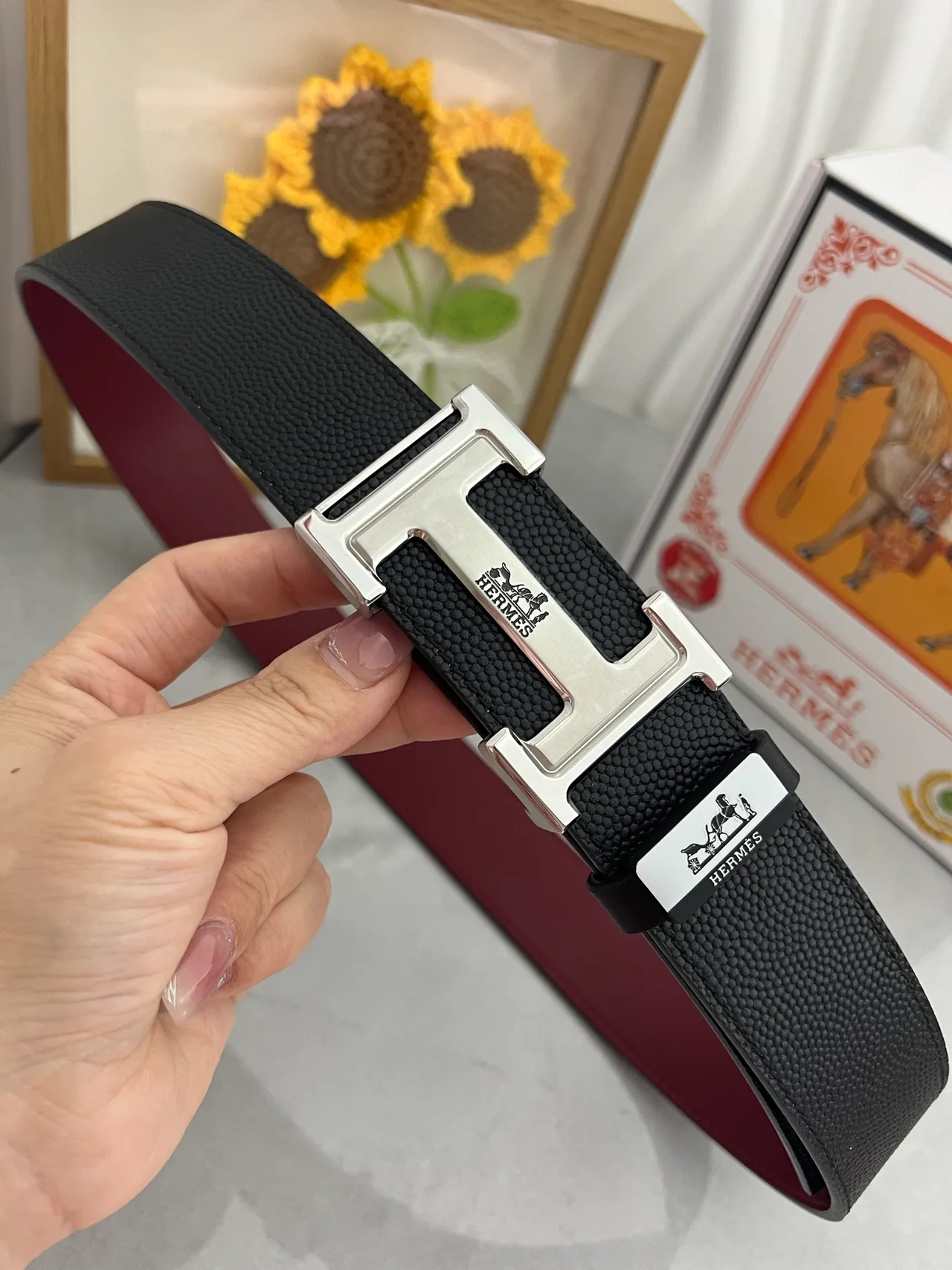 Hermes Reversible Belt in Black · view 6