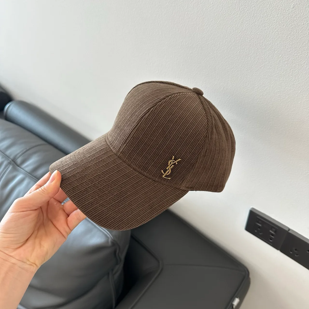 Saint Laurent Baseball Cap in Black & Brown & Grey · view 2