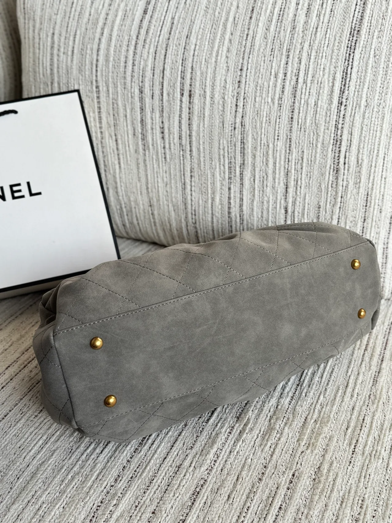 Chanel Quilted Matte Hobo Clutch in Grey · view 6