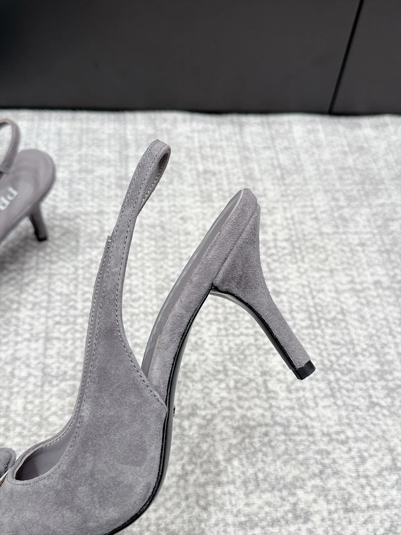 Prada Pointed Slingback Pumps in Grey · view 6