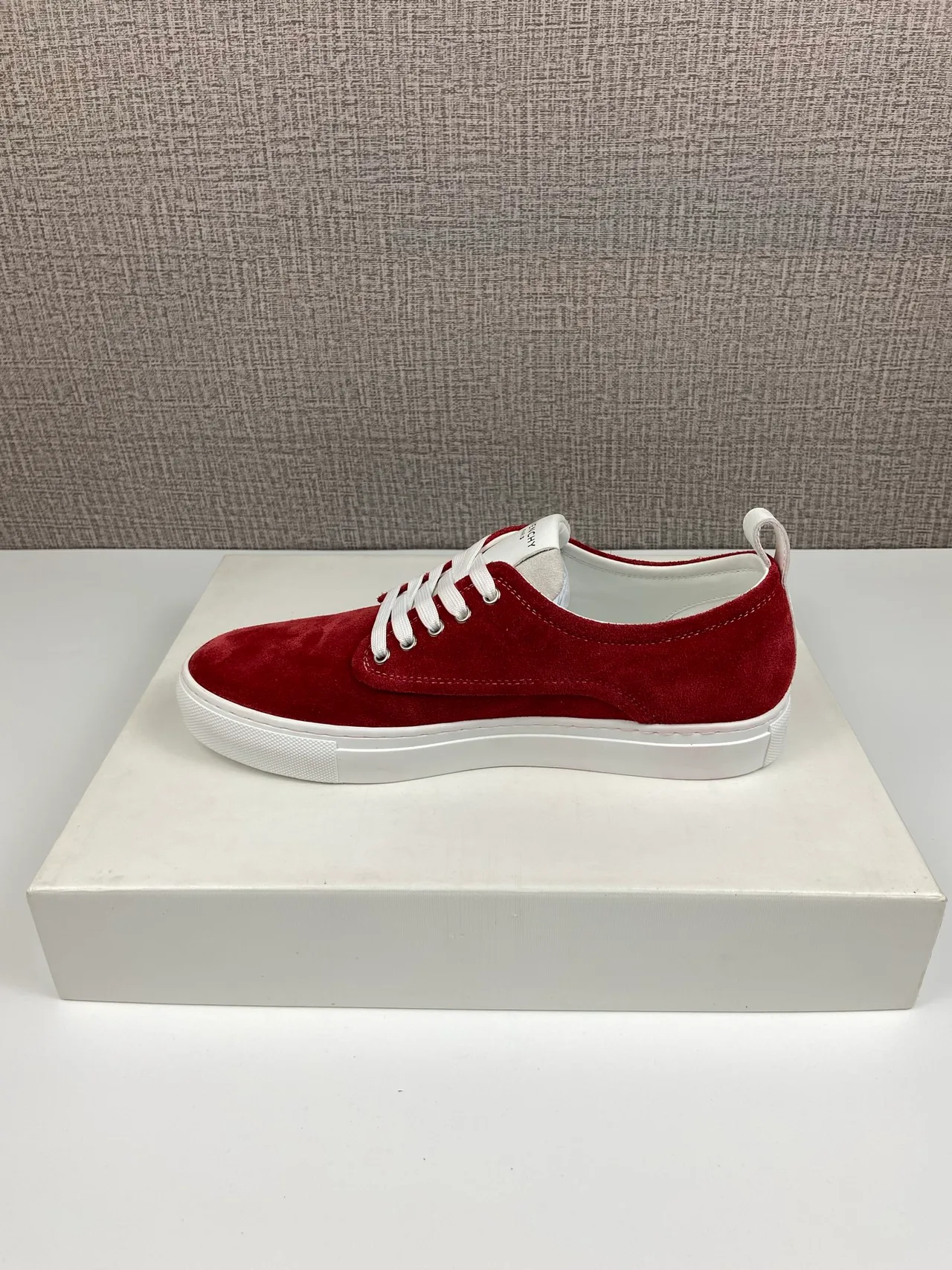 Givenchy Cowhide Suede-Look New City Sneakers in Burgundy · view 7