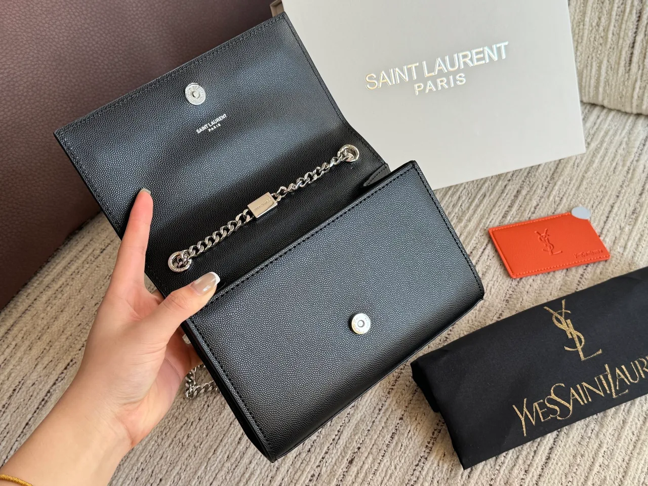 Saint Laurent Kate Chain-Strap Shoulder Bag in Black · view 7