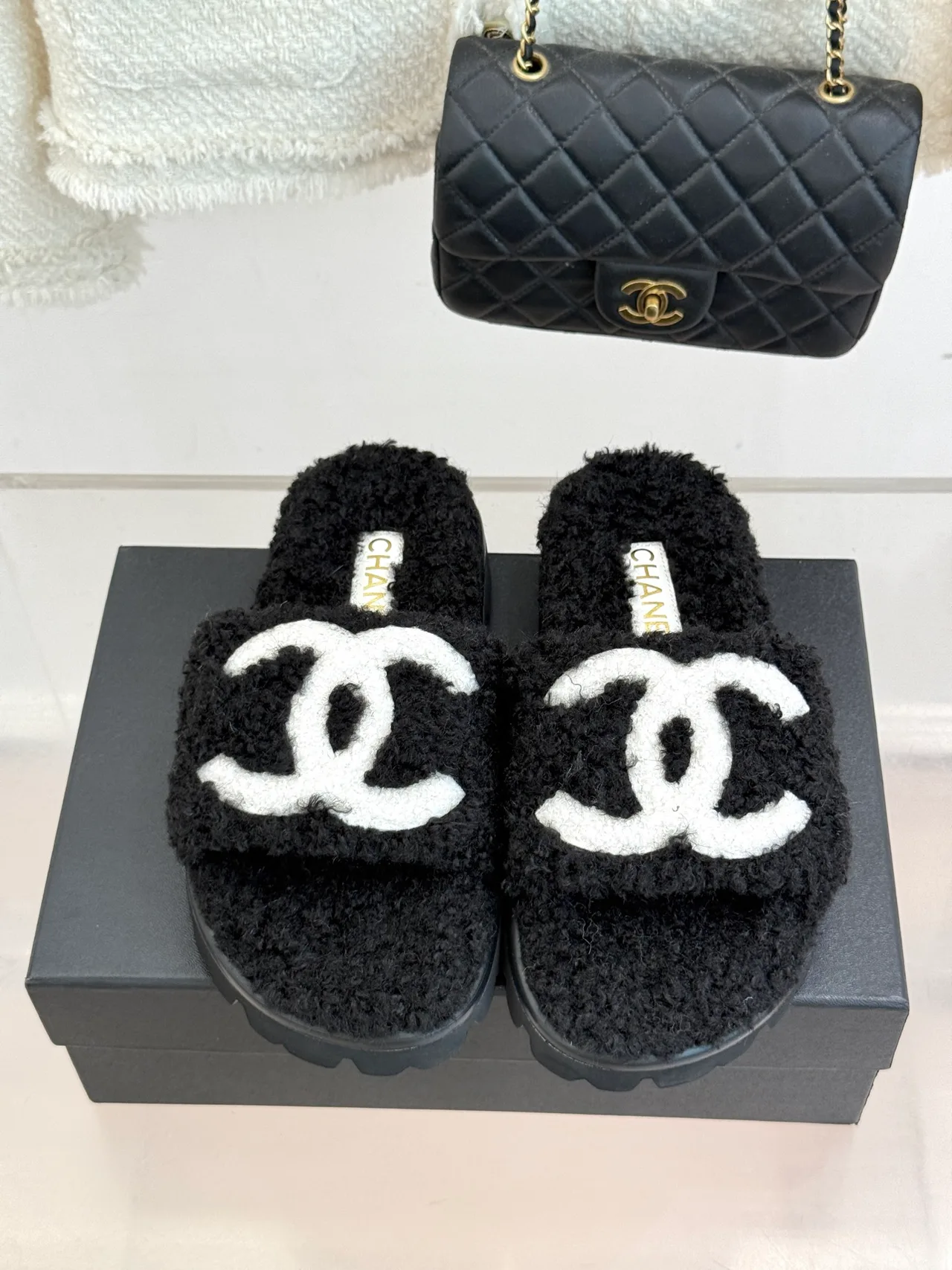 Chanel Denim Slippers in Black · view 4