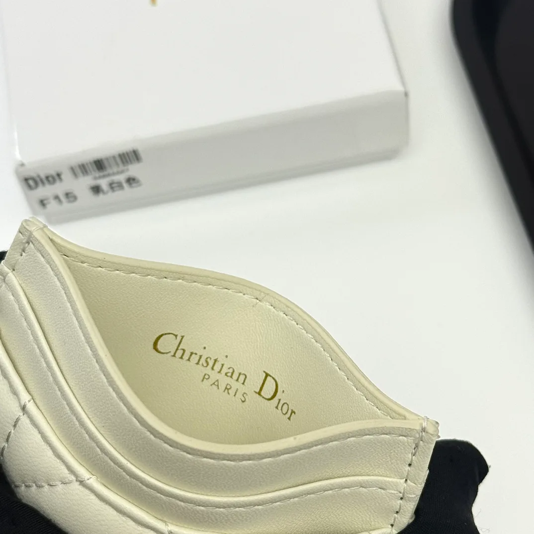 Dior Calfskin Quilted CD Cardholder in White · view 8