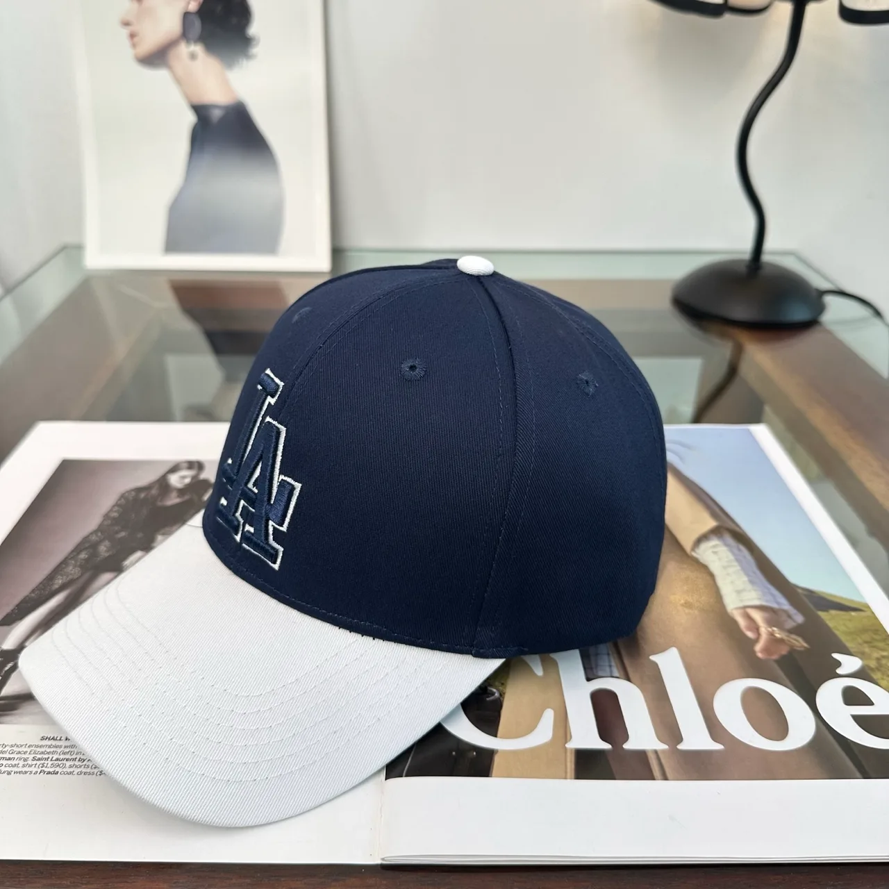 LA Letter Colorblock Baseball Cap in Grey & Brown & Black & Blue · view 4