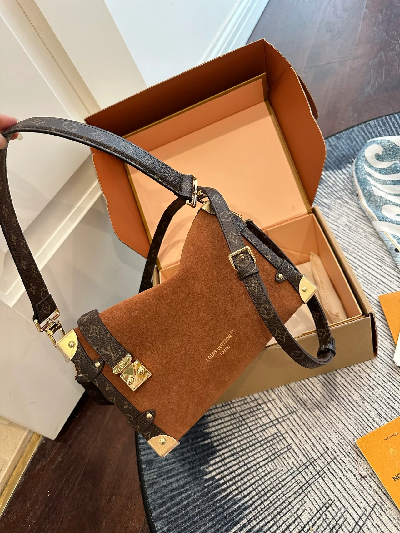 Louis Vuitton Suede Handbag in Brown · view 4