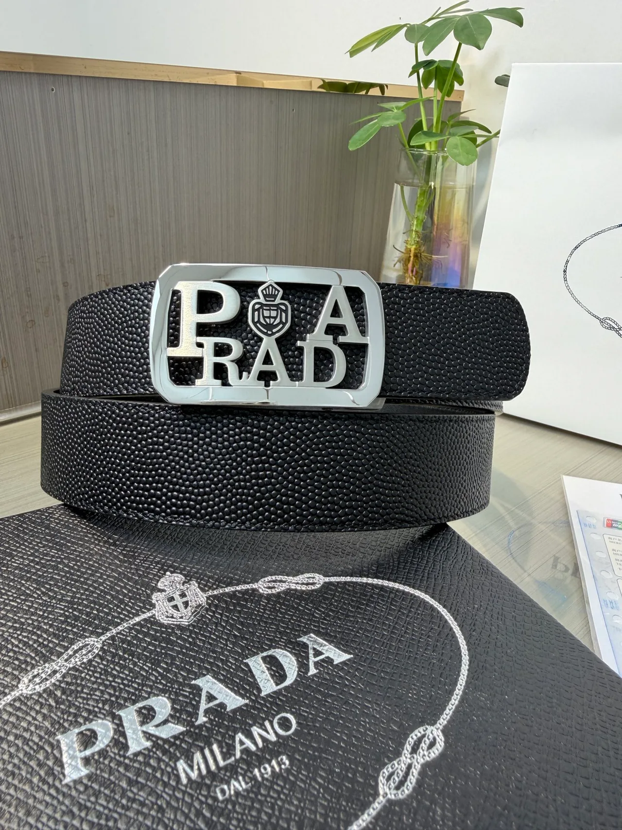 Prada Calfskin Belt in Black · view 1