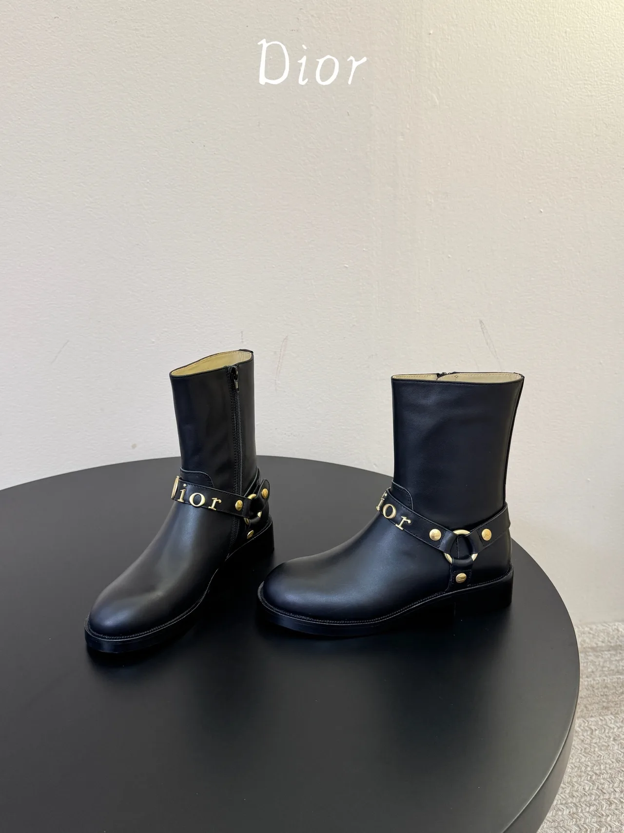 Dior Round-Toe Ankle Boots in Black · view 3