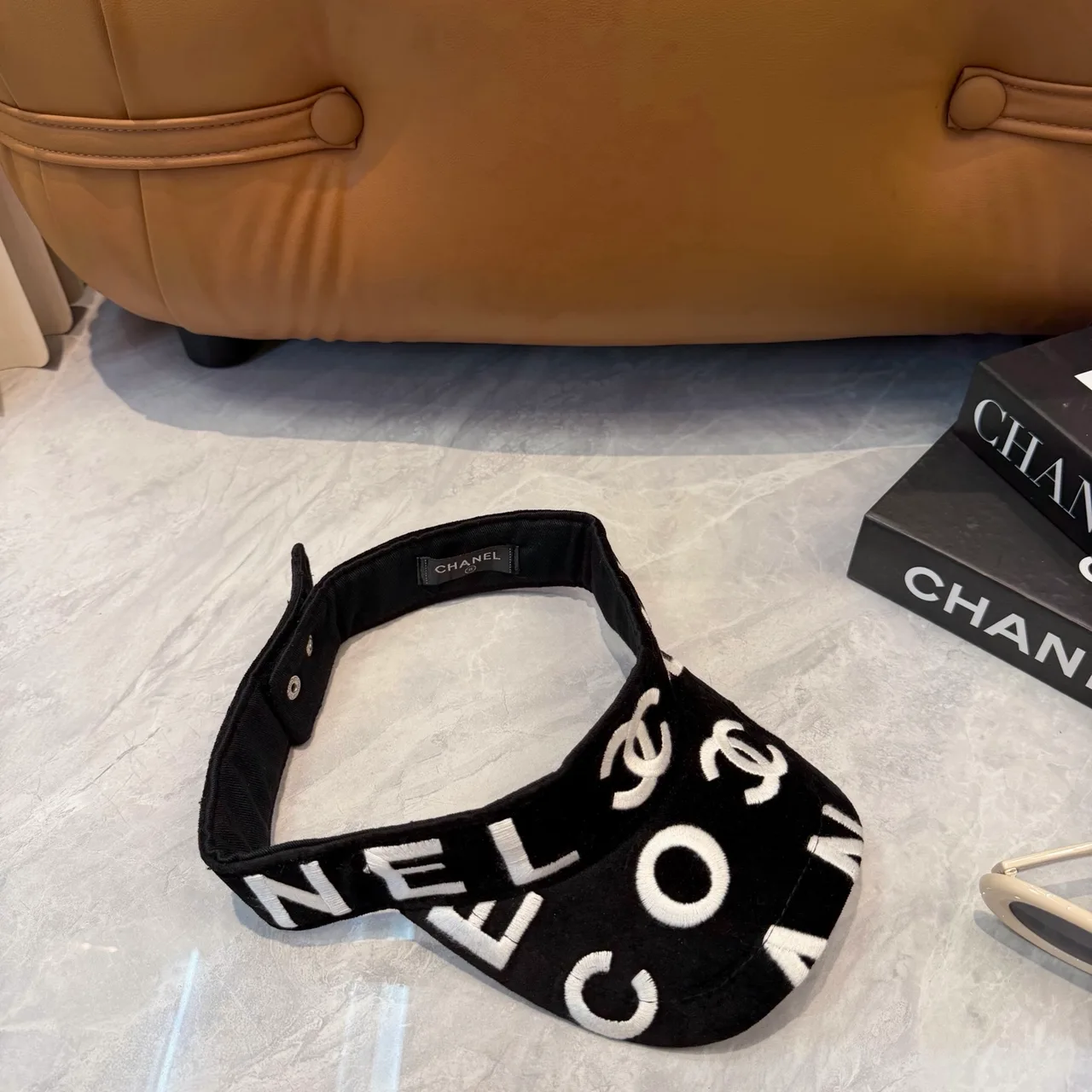 Chanel Glossy CC Sun Visor in Black · view 5