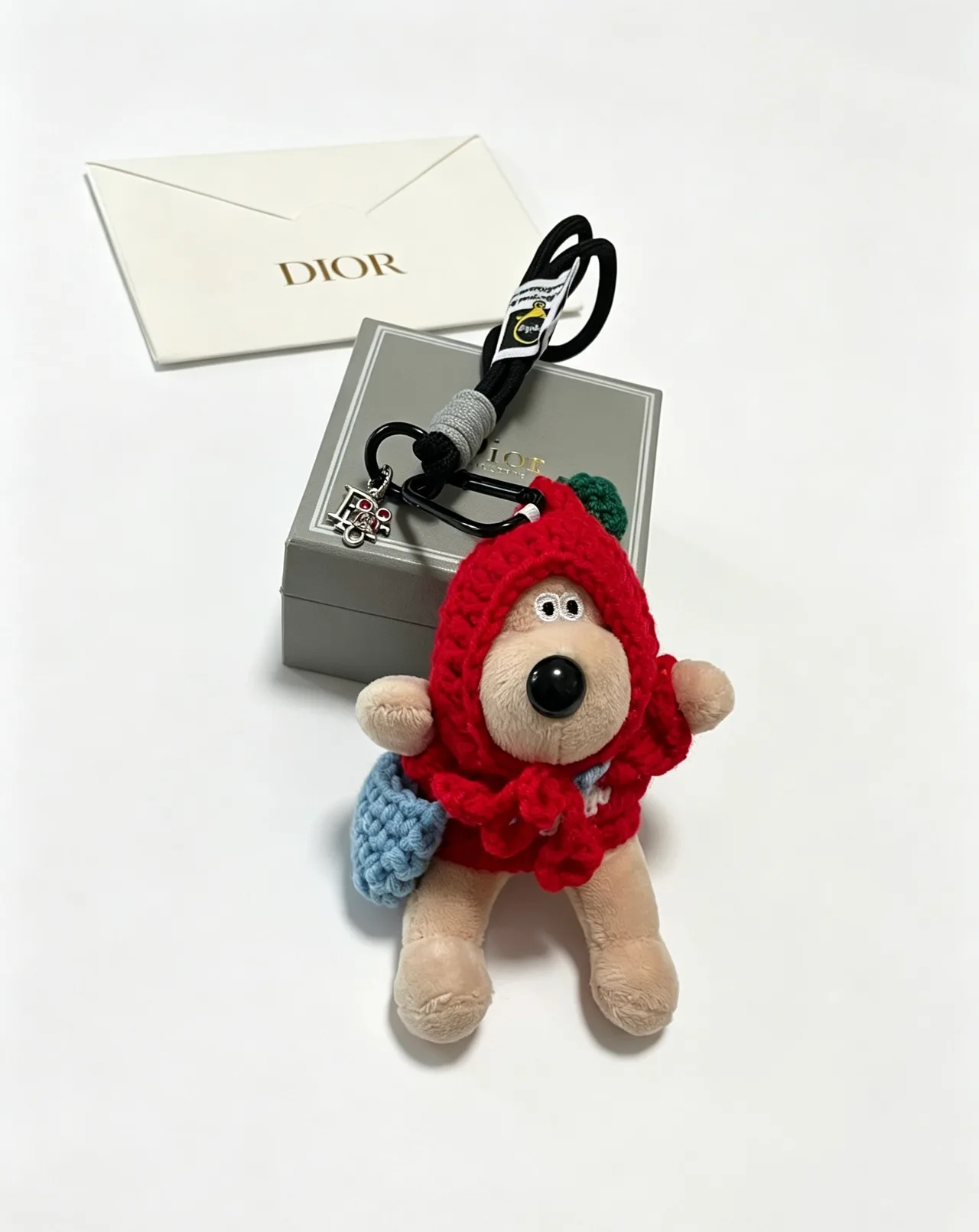 Dior Hooded Bear Keychain in Beige · view 3