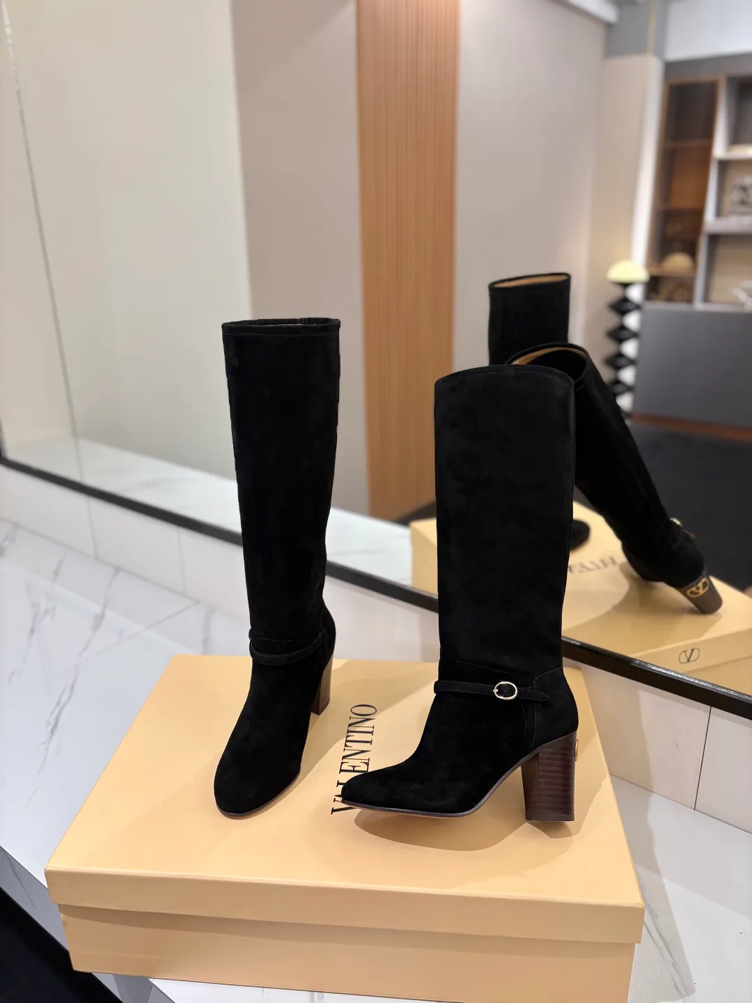 Valentino Calfskin Boots in Black · view 4