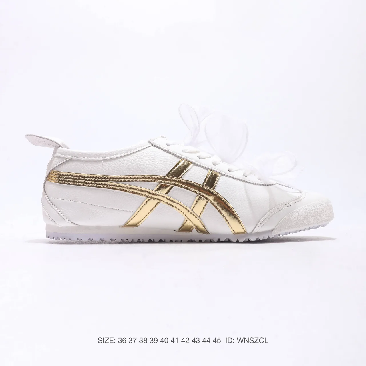 Onitsuka Tiger Striped Bow Sneakers in White · view 3