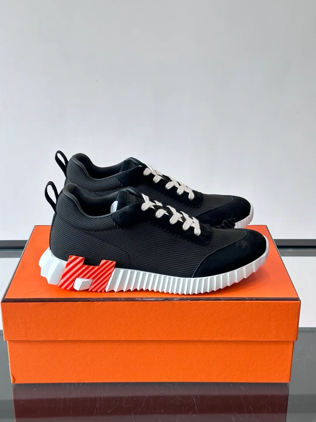 Hermes Striped Sneakers in Black · view 1