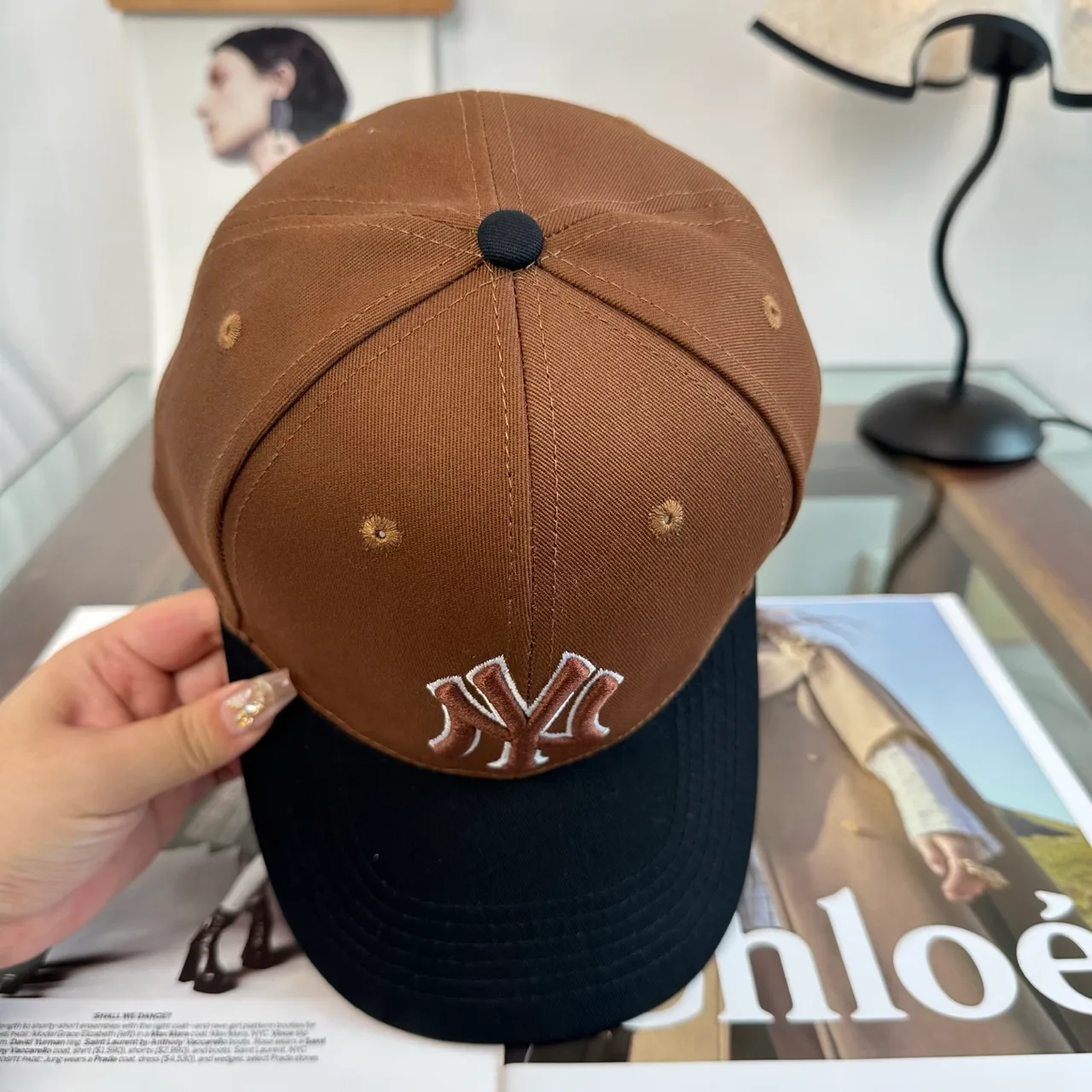 New Era Embroidered Baseball Cap in Brown · view 5