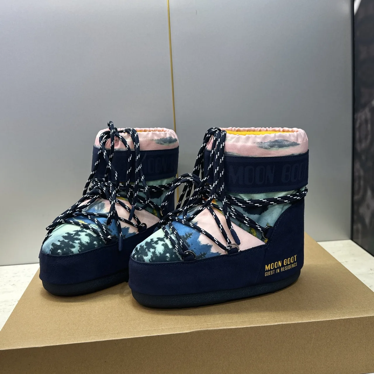 Moon Boot Printed Snow Boots in Blue · view 3
