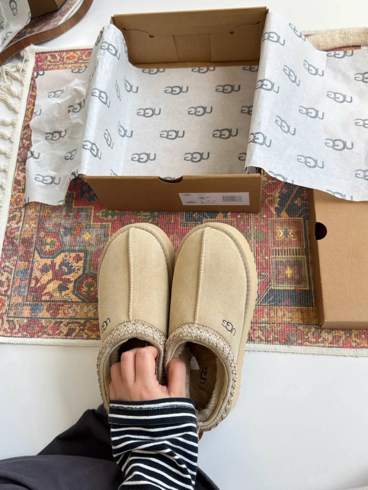 UGG Round-Toe Platform Mules in Beige · view 7