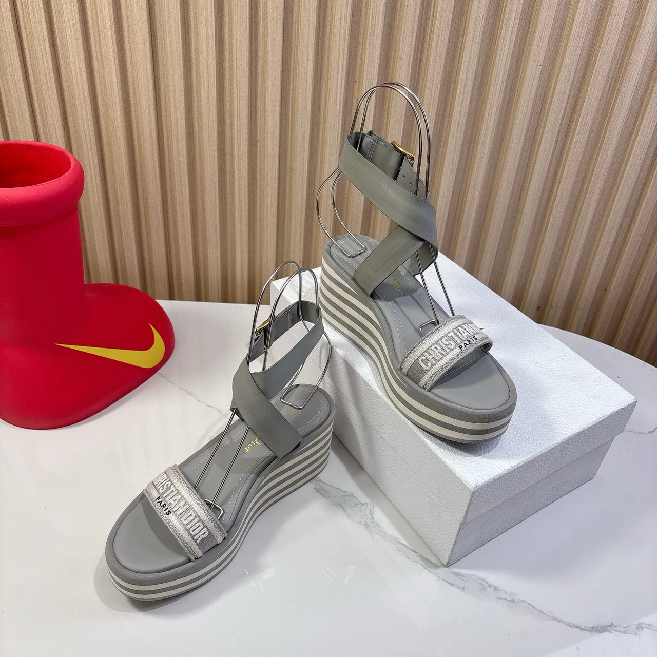 Dior Wedge Sandals in Grey / Black · view 5