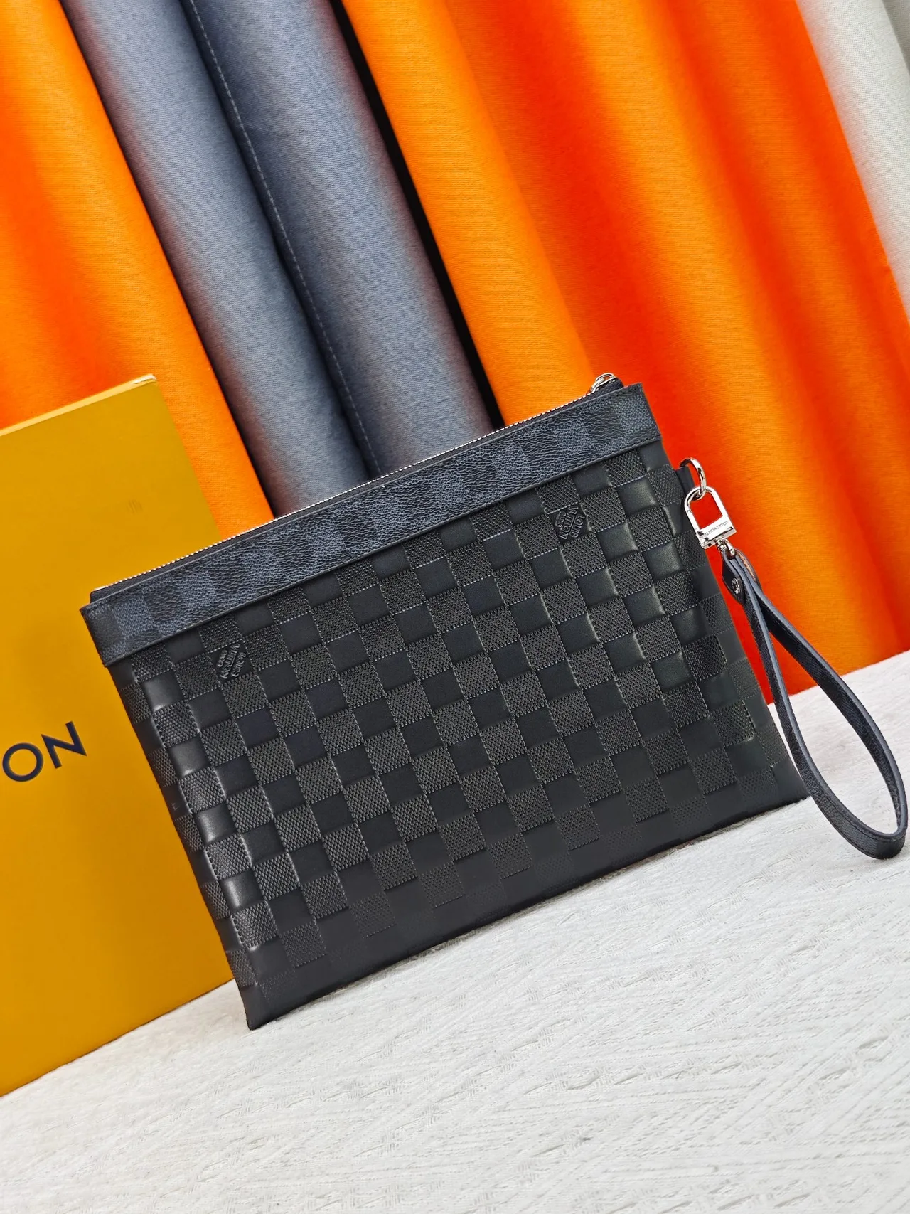 Louis Vuitton Canvas Woven Wristlet Pouch in Black · view 3
