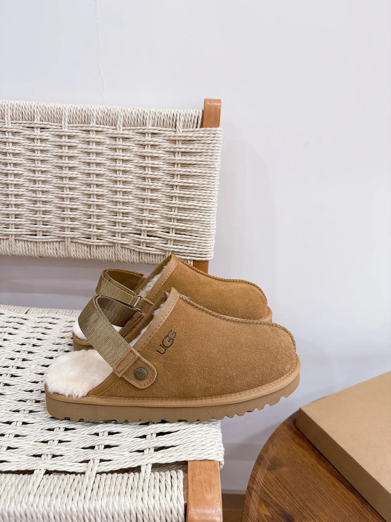 UGG Suede-Look Clogs in Tan · view 4