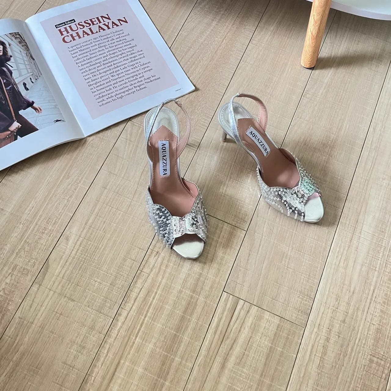 Aquazzura Sheepskin Sandals in Silver · view 2