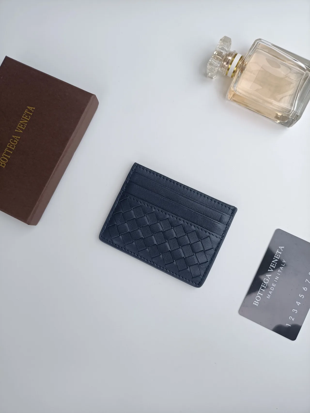 Bottega Veneta Woven Cardholder in Blue · view 2