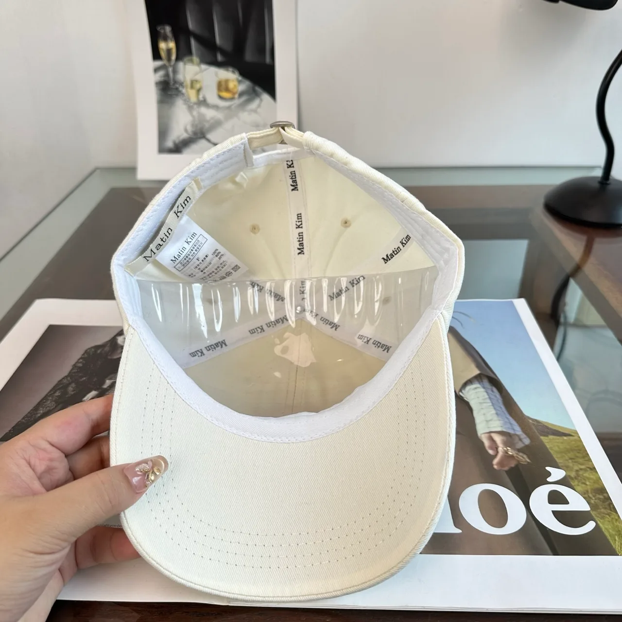 Matin Kim Cotton Embroidered Baseball Cap in White · view 8