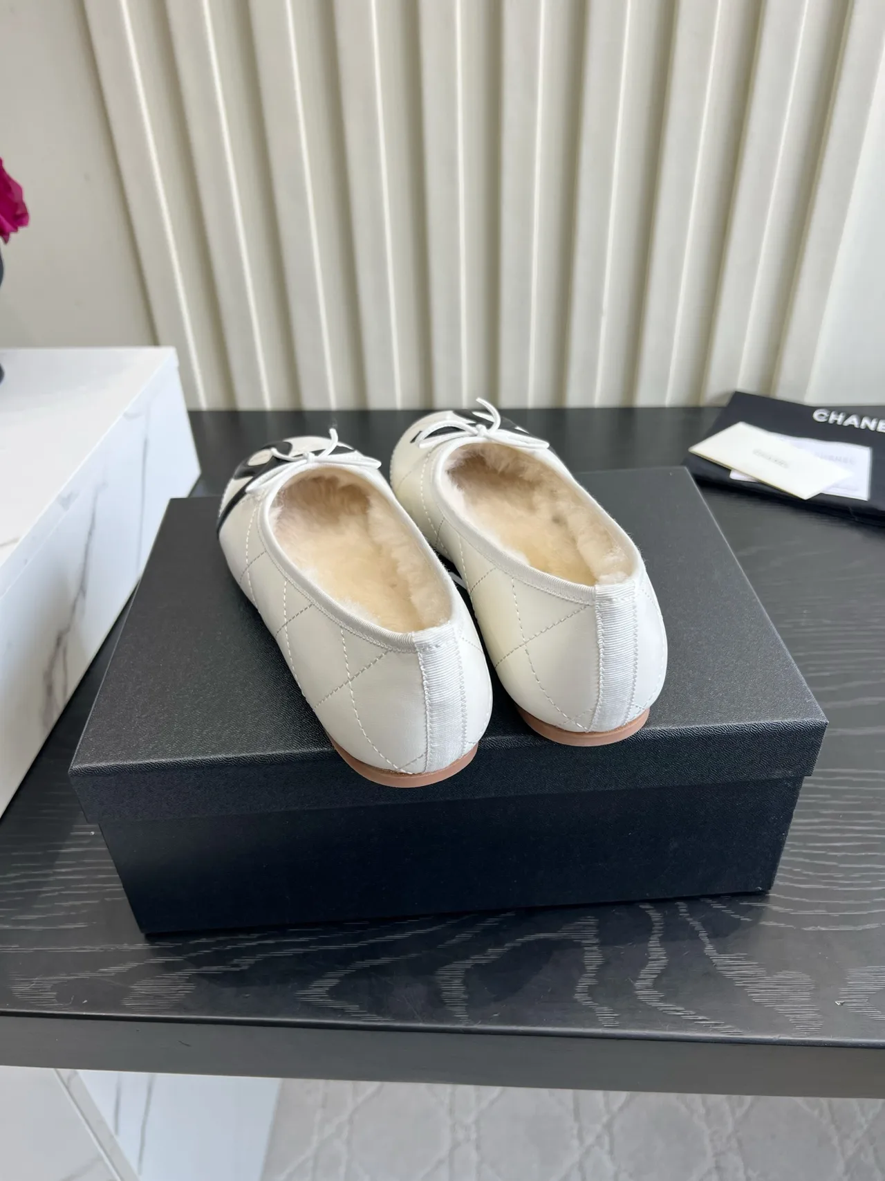 Chanel Sheepskin Quilted Glossy Flats in White · view 5