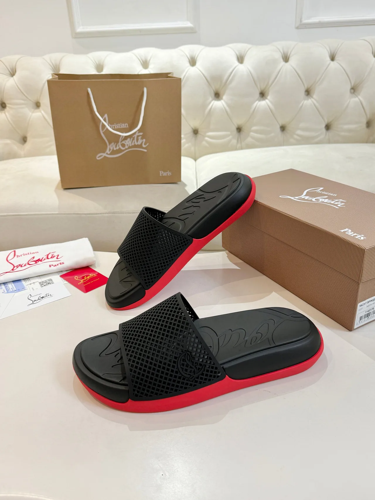 Christian Louboutin Smooth Slides in Black · view 6