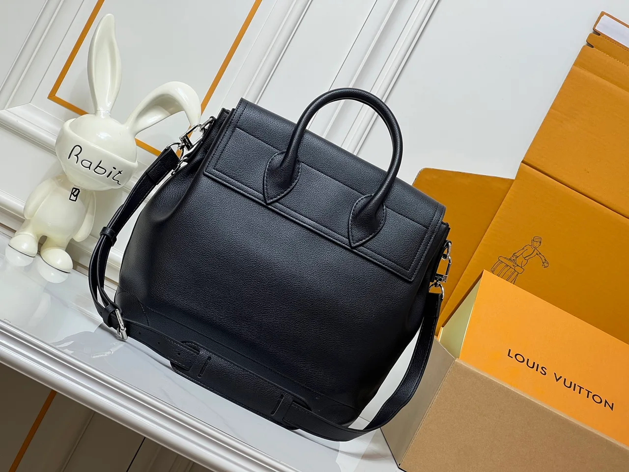 Louis Vuitton Cowhide Smooth Top-Handle Bag in Black · view 4