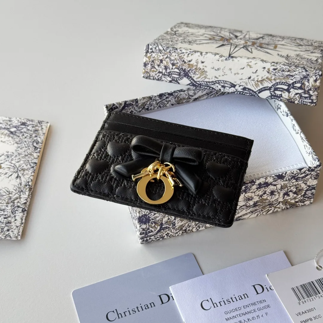 Dior Lambskin Bow Cardholder in Black · view 5
